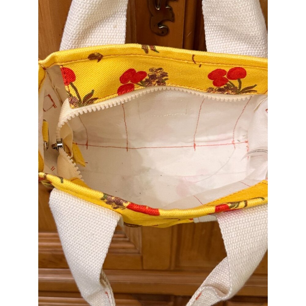 Urban Outfitters BDG Yellow Cherry Floral Serena Mini Canvas Tote Bag Y2K - Picture 2 of 5